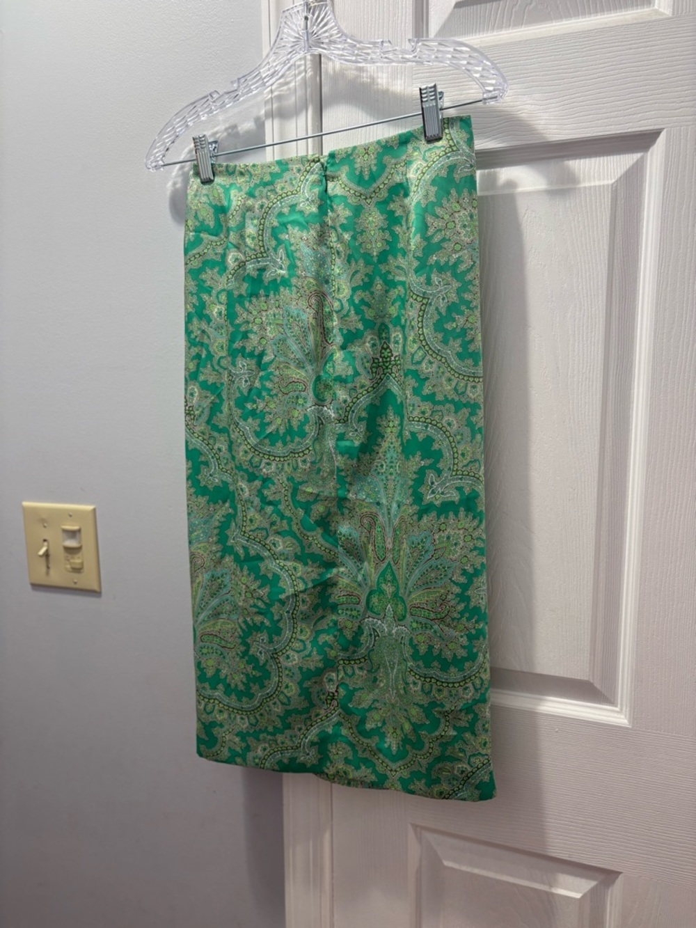 J Crew Collection Skirt Ratti Aqua Mint Green Paisley Sarong Midi AW492 Size 00 - Picture 2 of 4